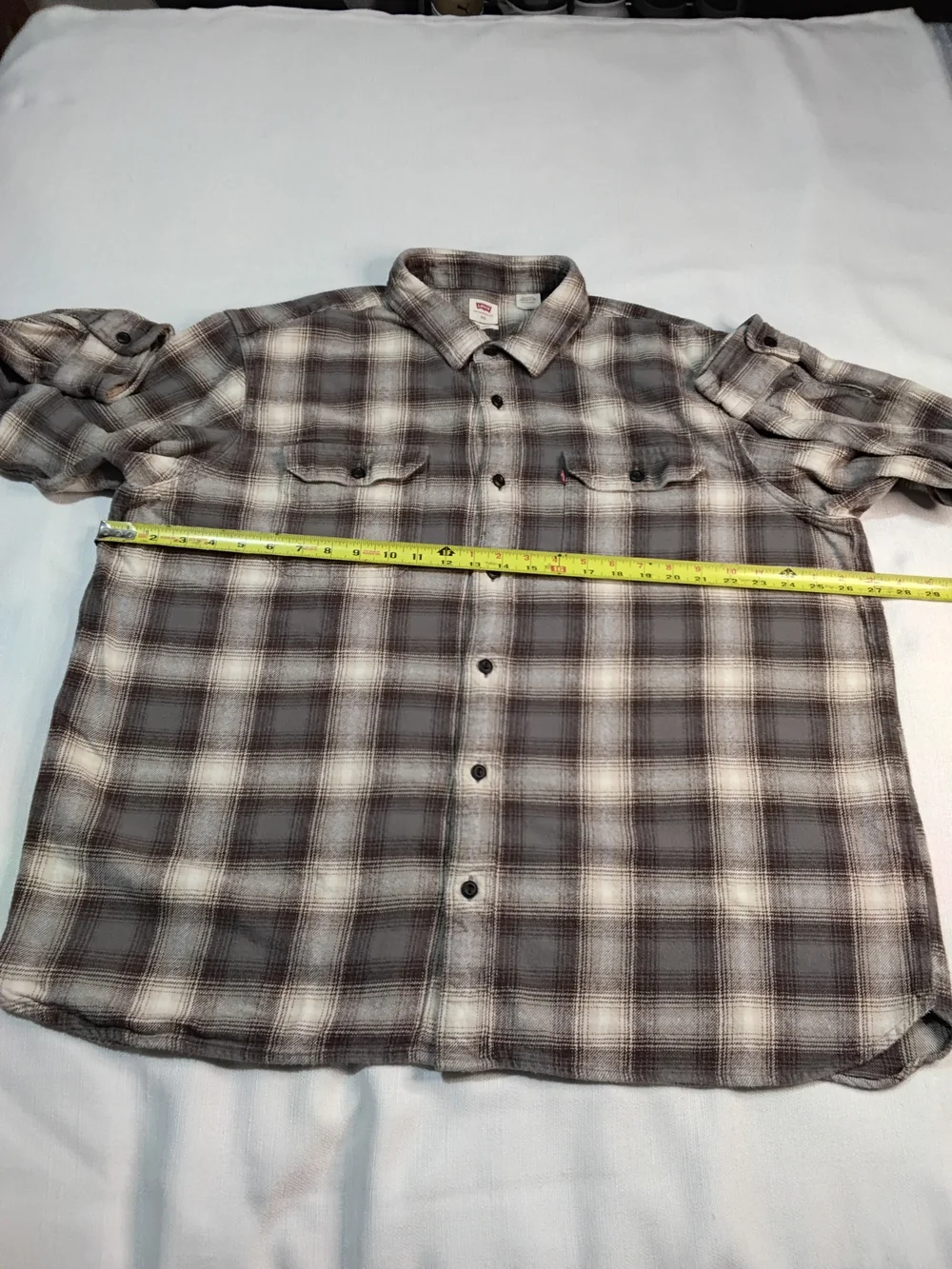 Levi's Gray & White Plaid Long-Sleeve Button-Down Shirt Flannel Sz XXL.